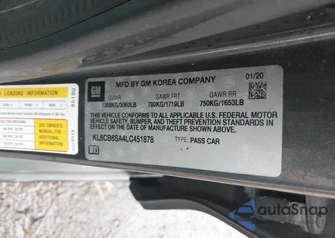 2020 Chevrolet Spark Fwd Ls Automatic from USA, damaged, VIN KL8CB6SA4LC451878